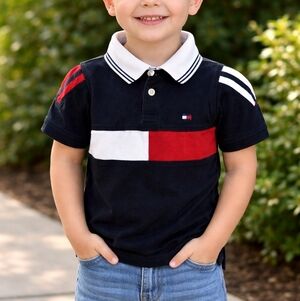 Tommy Hilfiger Kids Polo Shirt Size Small | Classic Logo Red White Blue